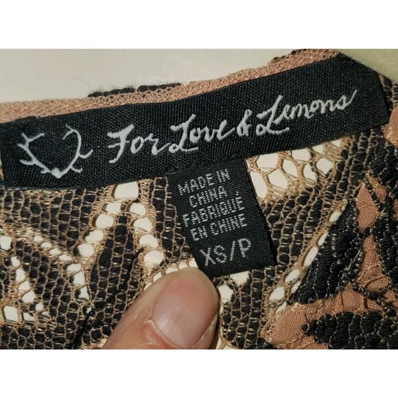 For Love & Lemons Womens Stars Lace Mini Dress Black Latte XS Back Zip NWT - Picture 3 of 9